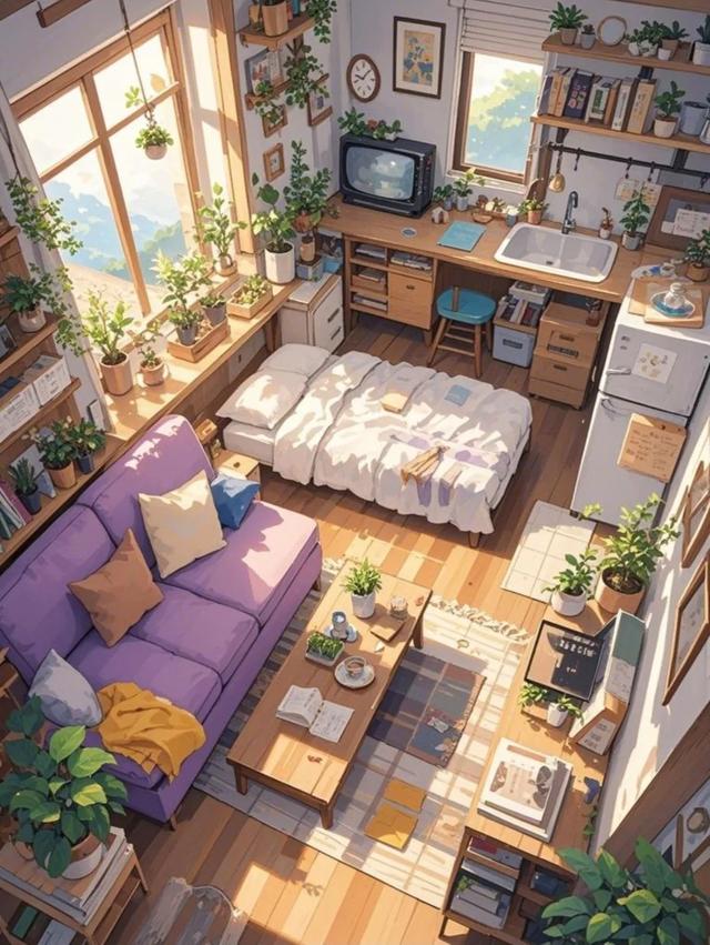 紫色治愈系小屋，心灵温暖的港湾