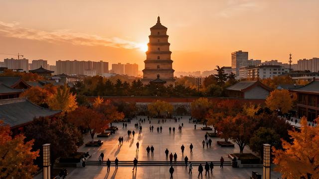 雁塔鎏金裁云影，秦岭披霞染秋光 — 漫步长安千年画卷里的清秋诗行