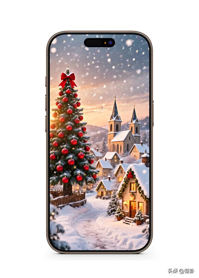 白雪皑皑的圣诞黄昏美景