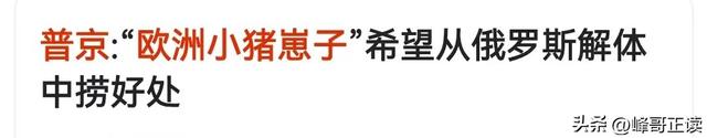 普京对欧洲的新称呼，主打一个瞧不上，但确实形象