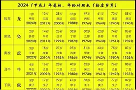 2024年属相、年龄对照表，收藏起来看看，你多少岁了图片