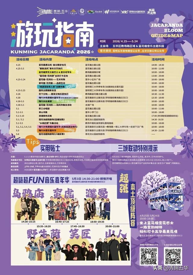 已经开始排队了！蓝花楹赏花巴士试运行