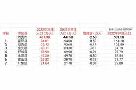 安徽省六安市各区县最新户籍人口数据和常住人口数据统计情况图片