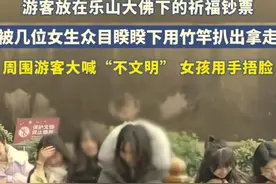 两女子将乐山大佛祈福池钱扒出拿走后续：景区回应，律师可能违法图片