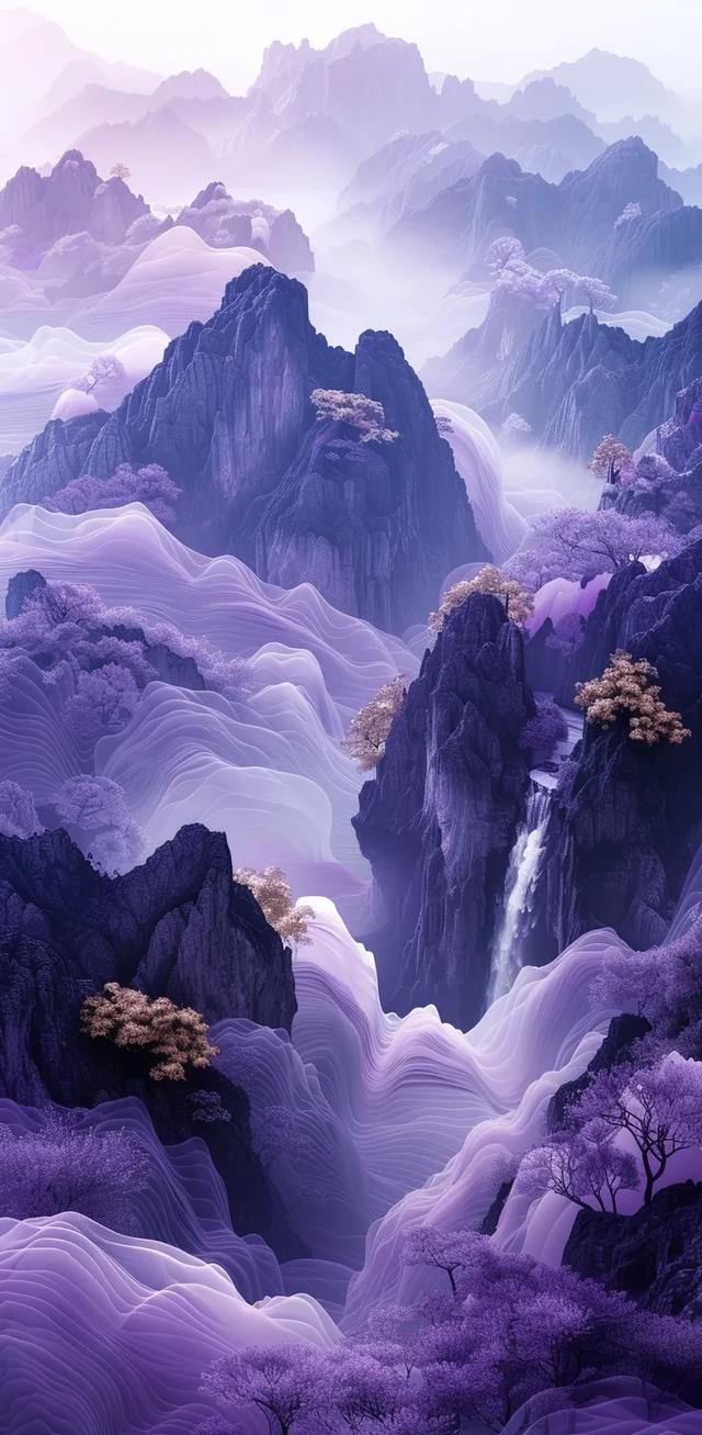 紫色山川湖海壁纸｜和舒服的人在一起 连沉默都是快乐的