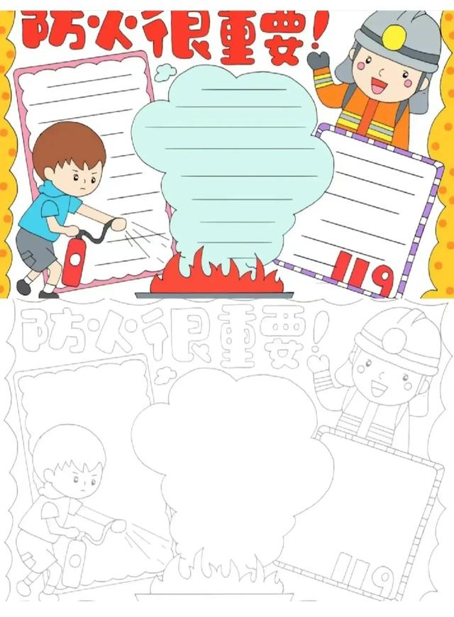 网络安全主题画，手抄报➕消防安全手抄报！很精美的素材，收藏！