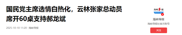 荒唐至极！国民党主席选举曝出大丑闻，郝龙斌与云林张家利益勾兑