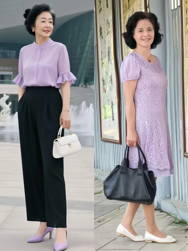 女人到了50、60岁，建议少穿深颜色，多穿“富贵色”，显白还高级