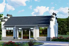 一层也可以建成徽式吗？看这套简单的一层，全套图纸44张。图片