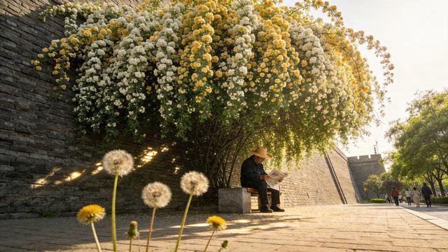 西安城墙惊现免费花瀑！木香花正盛，去晚了真拍大腿。