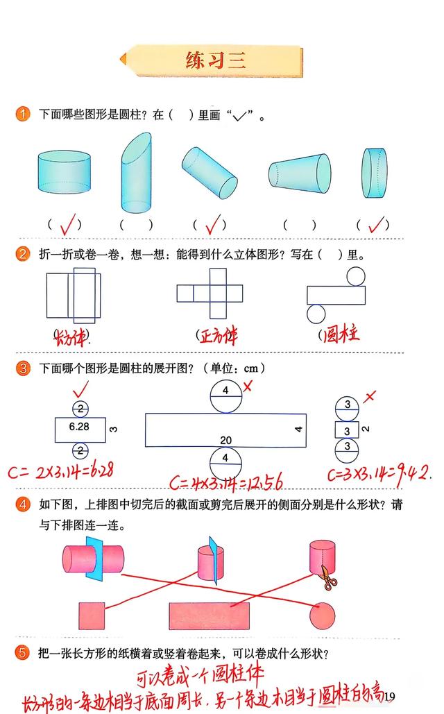 六下圆柱和圆锥认识和表面积