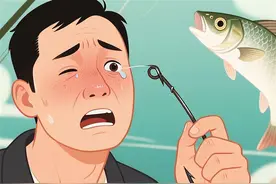 夜钓惊魂！小伙湖边甩竿 鱼钩刺入眼睛图片