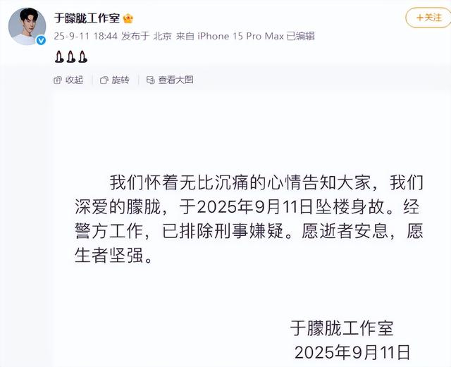 众星发文悼念于朦胧
