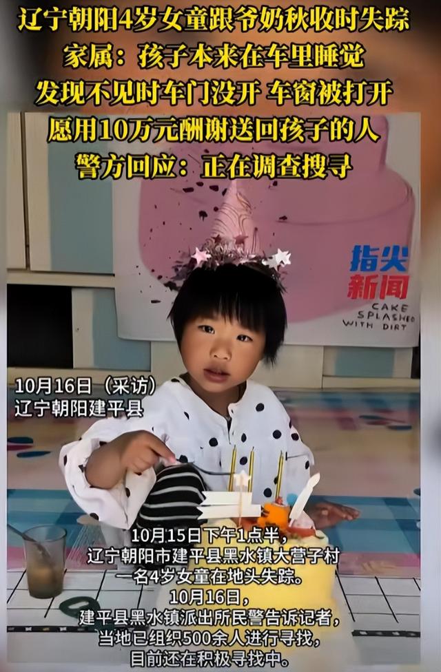 辽宁4岁失踪女童找到！在隔壁村山沟，离失踪地10公里，细节曝光