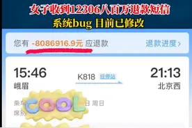 女子收到12306八百万退款短信，网友：体验了16个小时暴富的感觉图片