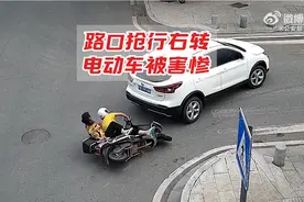 路口强行右转 电动车被害惨图片