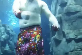 搞笑，男子扮演美人鱼水下表演，哈哈，网友：这真是美人鱼吗图片