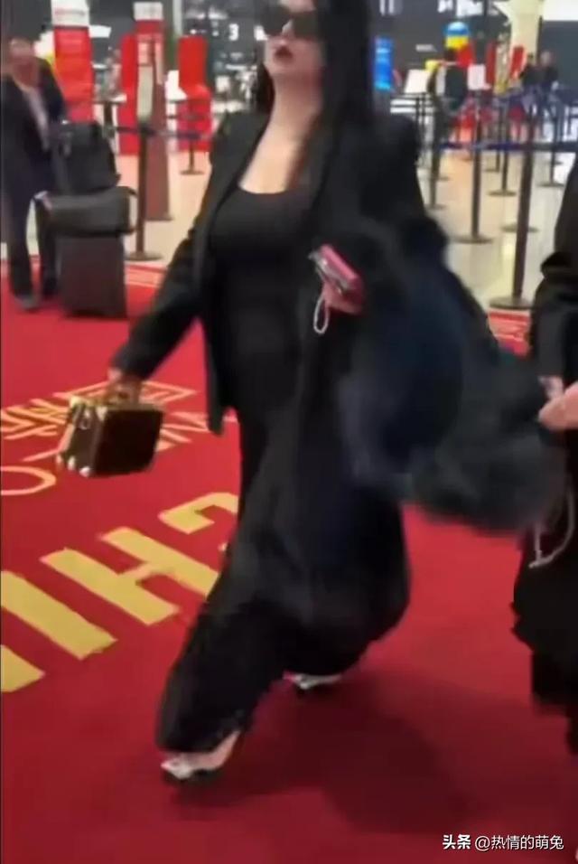 李湘一家人现身机场 穿黑色也遮不住肉肉 这得有200斤了吧