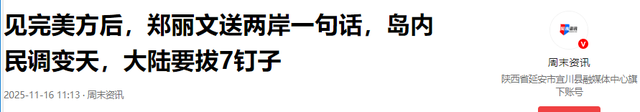 果然不出大陆所料	，郑丽文与美方代表会面，美国表态让赖清德死心
