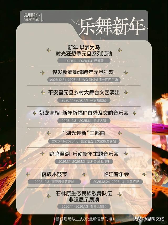 明星集结!音浪强劲!狂欢来袭!在昆明,去哪跨年?去哪嗨皮?请看指路牌→