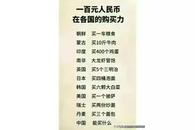 一百人民币在各国的购买力，在中国能买什么？人民币汇率你知道吗图片