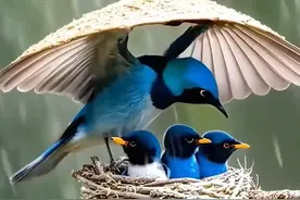 鸟累了可以睡鸟窝，那下大雨了，它们如何躲雨的呢？策略充满智慧图片