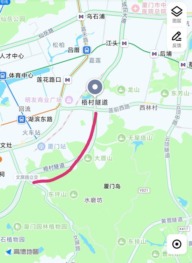 厦门莲前至梧村山隧道，全国最长的城市公路隧道，全长3.7公里