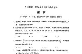 湖南省A佳教育2024届高三5月模拟考试数学试题及答案图片