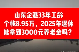 山东企退33年工龄，个账8.95万，25年退休能拿到3000元养老金吗？图片