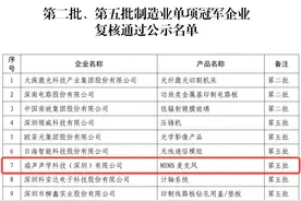 瑞声科技（MEMS麦克风）通过工信部“制造业单项冠军企业”复核图片