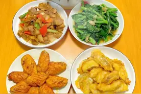 一家四口晚餐，荤素完美结合，没有隔餐菜，更没隔夜菜！图片