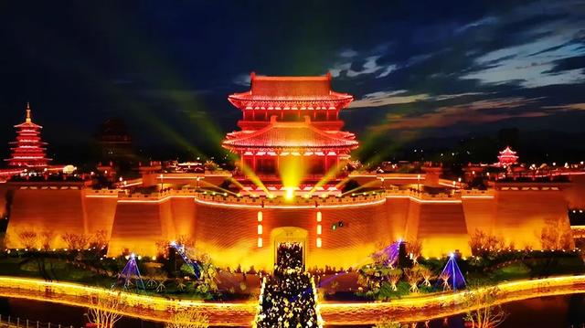 夜太阳灯光助力河南新密溱洧水城，唤醒千年梦境！