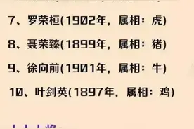 开国将帅属相一览表图片