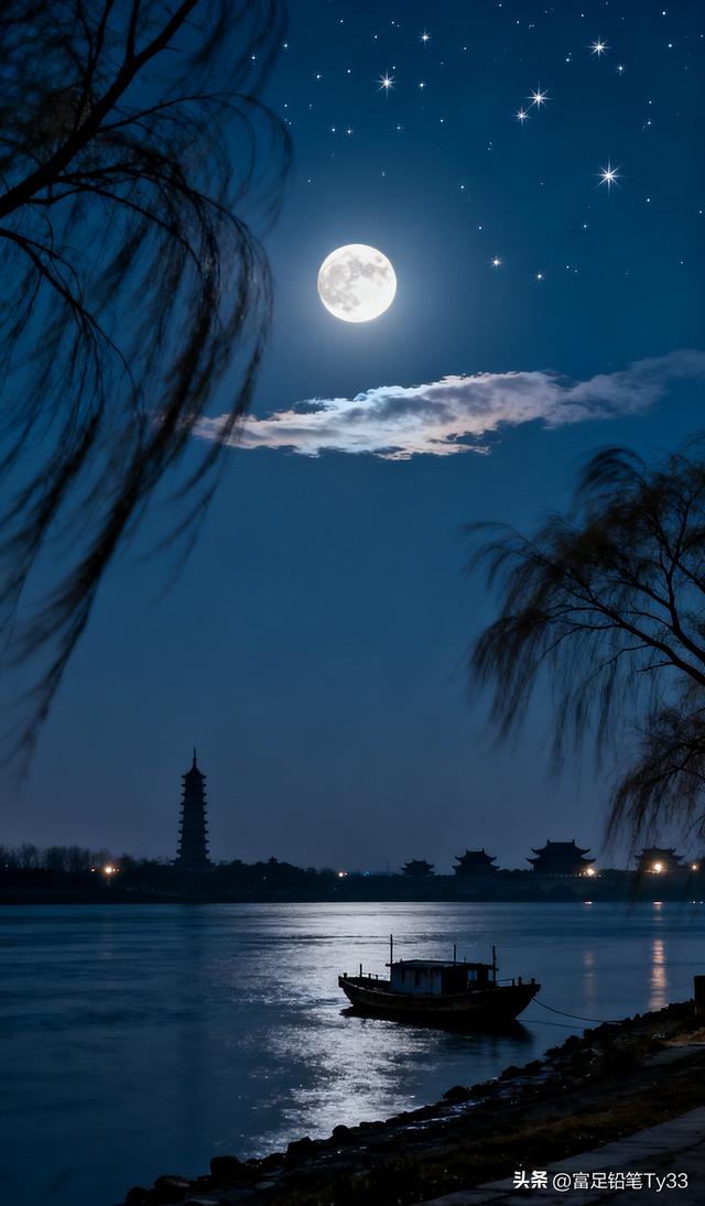 月光下的江南水乡，静谧如诗，美不胜收！