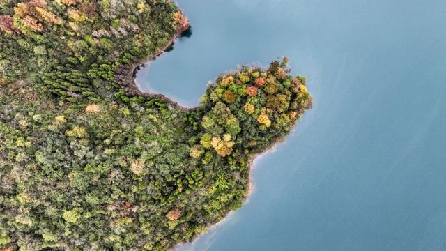 绥阳：层林尽染初冬色 湖水清澄映彩峦
