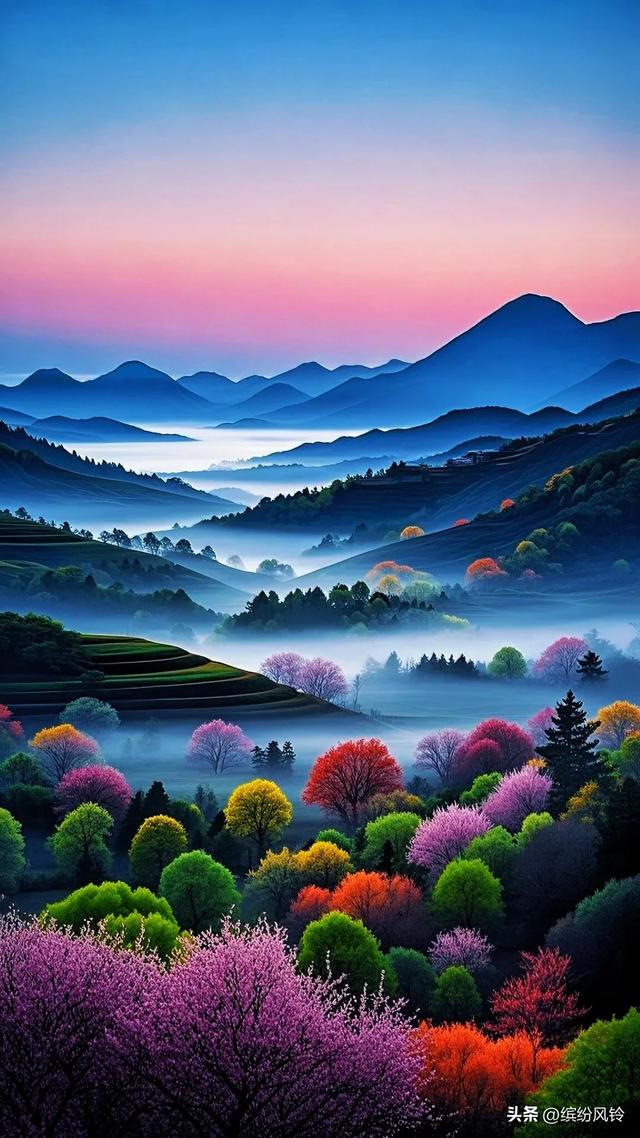 雾是山的软缎，一层叠着一层