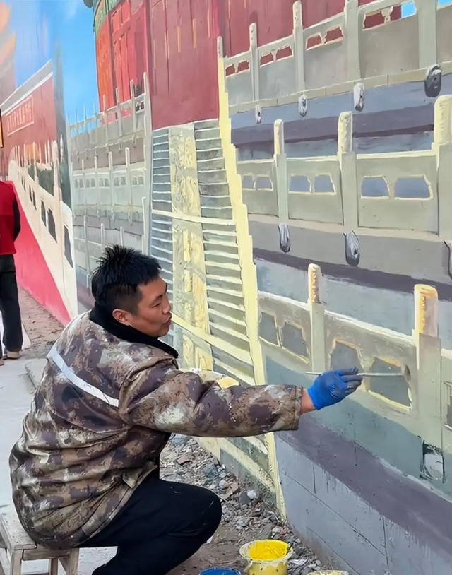 吴承言天坛大功告成！有多真？顺着台阶想走进大门头撞墙上那么真