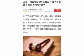 “升米恩斗米仇”！上海某男子向侄子转帐20万元,没想到侄子嫌少！其妻诉请赠与无效,法院判决来了!图片