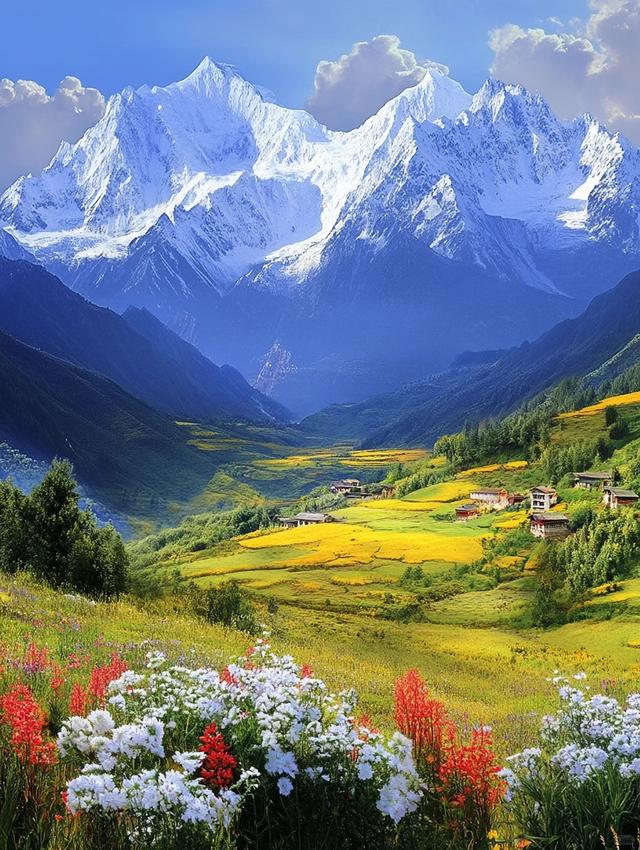 甘孜四月天，一半是冰雪，一半是花海