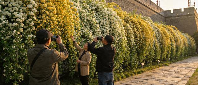 西安城墙惊现免费花瀑！木香花正盛，去晚了真拍大腿。