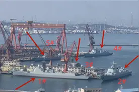 大连造船厂闷声干大事！5艘052D同时舾装，船坞中还有两艘大舰！图片