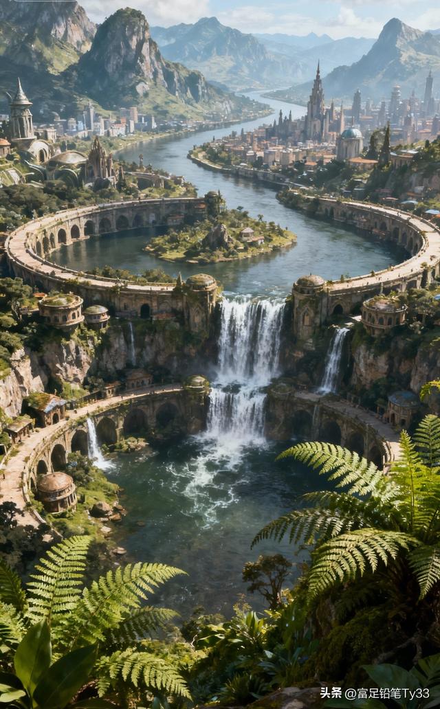 梦幻仙境中的千年古刹，瀑布飞流直下，如梦如幻！