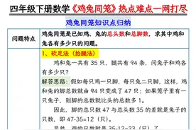 四年级下册数学《鸡兔同笼》知识点归纳🔥热点难点一网打尽👍图片