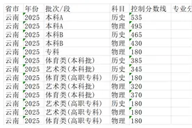 云南2025年批次线（分数线）图片