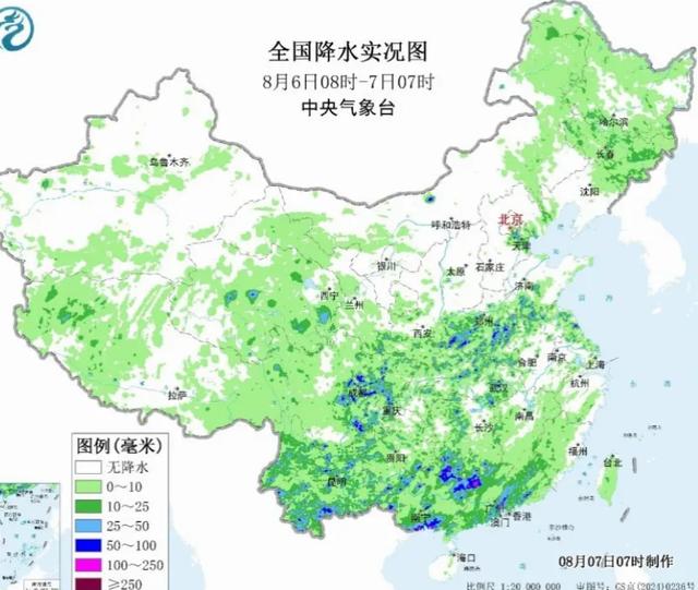 本轮强降雨中心已定，今天夜间至8月8号天气，暴雨大暴雨分布如下