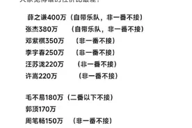 歌手音乐节报价大公开！薛之谦400万，张杰380万，非一番不接！图片