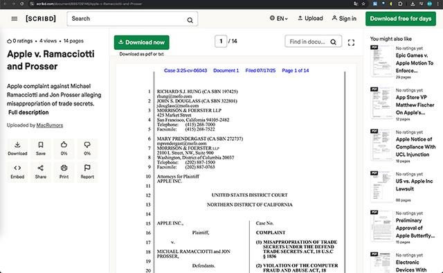 iOS 26发布前持续泄密，原来是有内鬼！苹果起诉知名博主及其帮手