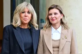 布丽吉特欢迎乌克兰夫人！老太太光腿不怕冷，泽连斯基老婆圆润了图片