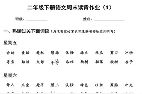 这个最近好🔥2024年二下语文周末读背作业（双减特色作业设计）图片