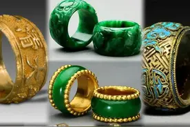 北京故宫藏品之戒指，翡翠黄金真是绝配，谁看了不心动？图片